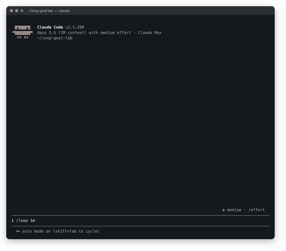 /loop 1m を実行し、inbox に置いたメモが1分以内に要約されて done に移される様子の録画
