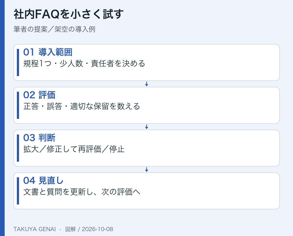 社内FAQを小さく試す。筆者の提案／架空の導入例